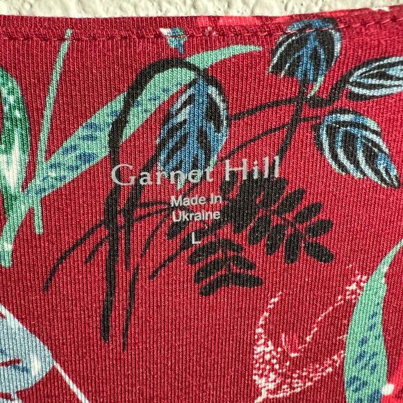 Garnet Hill Dulce Knit Maxi Dress Women's L Red Fantasy Floral Ruffle Stretch - Picture 7 of 7